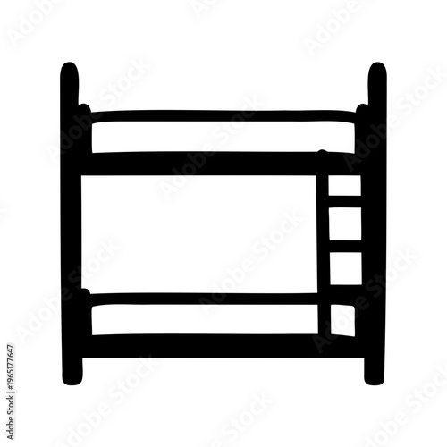 Minimalist black silhouette icon of a bunk bed, symbolizing shared sleeping arrangements Vector, illustration