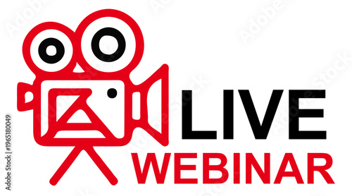 Live Webinar and Online Streaming Button Icon Set for Video Broadcasting