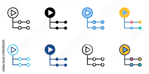 GitHub Actions icons set multiple style collection. Editable stroke 
