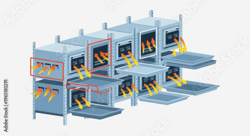 Graphic illustration of industrial furnace systems.
