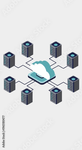 Cloud computing network infrastructure concept.