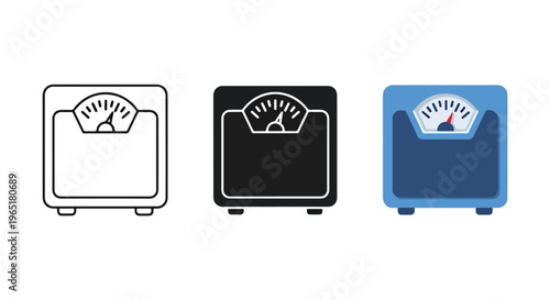 Set of three digital weight scale icons - Blue icon set - Modern style icon  - Glyph and solid icon set - Icon vector