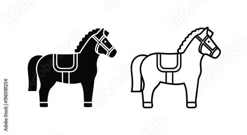 Sturdy horse with saddle icon set vector - Glyph solid icon - Editable modern style icon - Clipart, sticker - icon set - Clipart