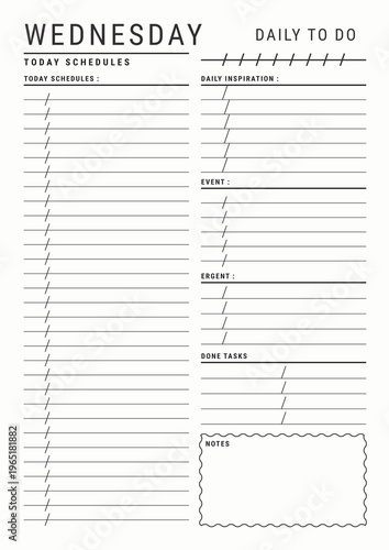 Wednesday Daily To Do List-Simple planner pages