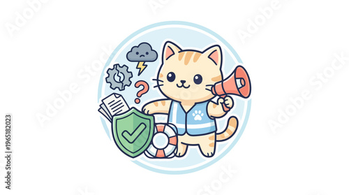 Cute Cat Announcing Weather Safety