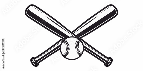 A crossed pair of baseball bats with a baseball in the center