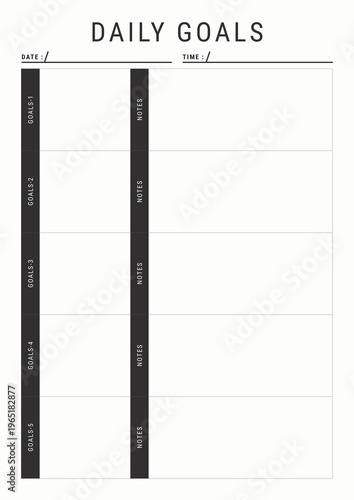 Minimalist Daily Goals Planner – Black and White
