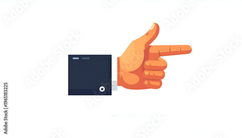 Cartoon hand in suit pointing finger. vector illustration. hand gesture