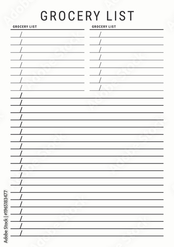 Minimalist Grocery List Template – Black and White