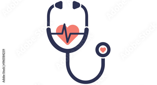 A blue stethoscope with a heart shaped electrocardiogram illustration representing healthcare