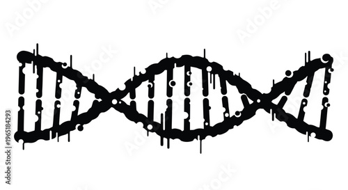 Simple black and white illustration of a dna double helix structure