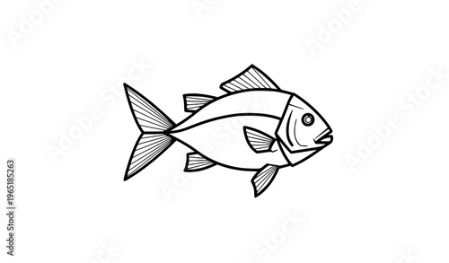 Modern geometric fish line art icon abstract minimalist aquatic logo design vector illustration