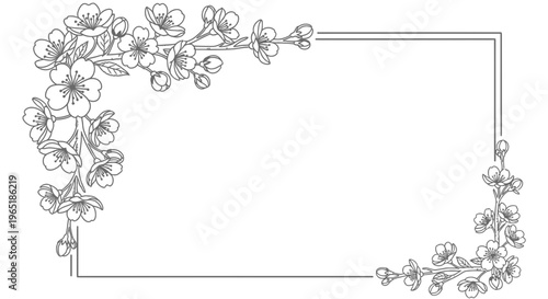 floral frame, line art border