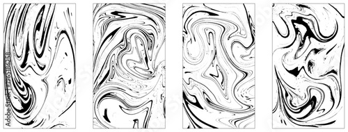 Black and White Liquid Abstract Shapes Set. Black and White Liquid Art Background Elements. Abstract Black and White Liquid Background Bundle