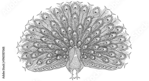 peacock spread feathers illustration
