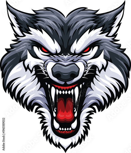 Aggressive Wild Wolf Head