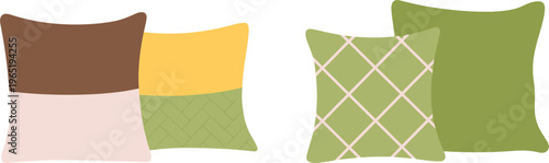 Decorative pillows vector set, modern cushion designs with patterns for home interior decor