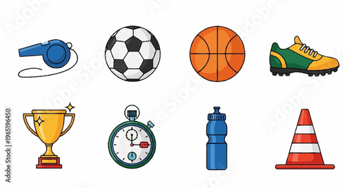 Collection of sports icons and symbols.