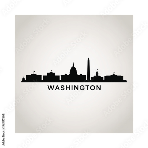 Silhouette of washington d c skyline with city name below
