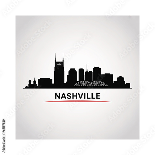 Nashville skyline silhouette against a light gray and white background