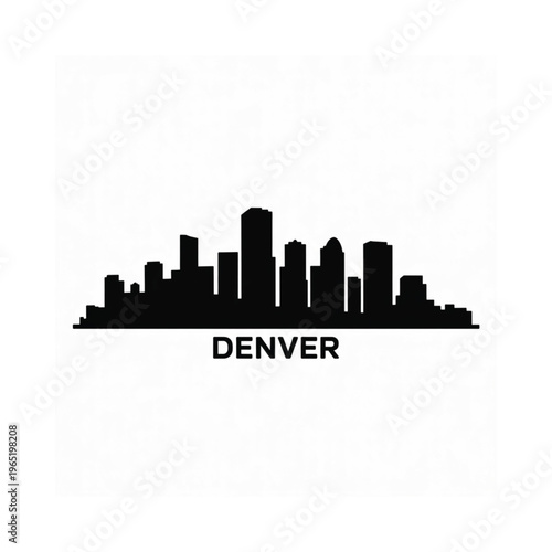 Silhouette of the denver skyline with the city s name below it