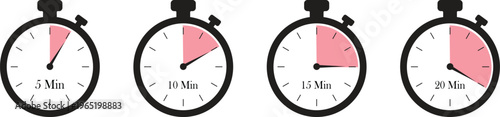 Remaining time icon set, countdown symbol collection, stopwatch and clock group for deadline, timer, alarm, reminder, schedule, waiting concept, business, and productivity design.