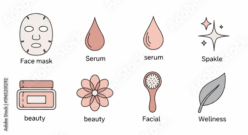 beauty and wellness icons with face mask.