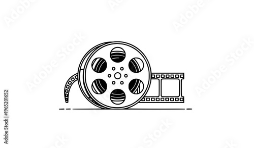 Minimal Black Film Reel Logo Vector Movie Cinema Icon Set