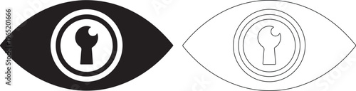 Black and white eye icons with keyhole signs