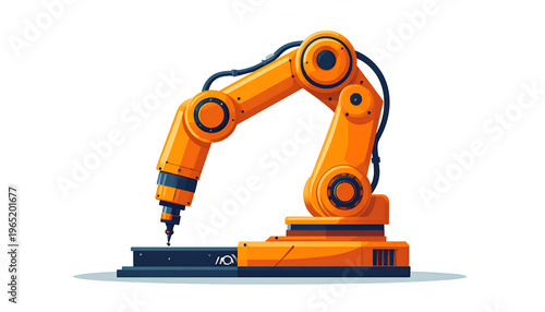 Industrial robotic arm vector illustration for manufacturing automation and assembly