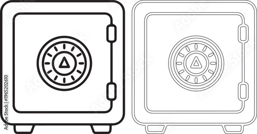 Vector illustration of a safe with front and back views