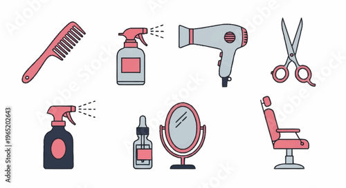 Hair salon tools and beauty products.