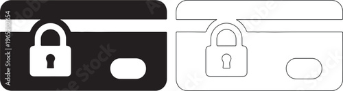 Black and white illustration of secure credit card