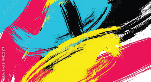 Modern vector illustration of vibrant abstract graffiti background with bold paint splashes and brush strokes, colorful urban street art wallpaper design