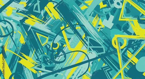 Modern vector illustration of neon urban street art with layered paint splashes and bold brush strokes, vibrant abstract wallpaper background