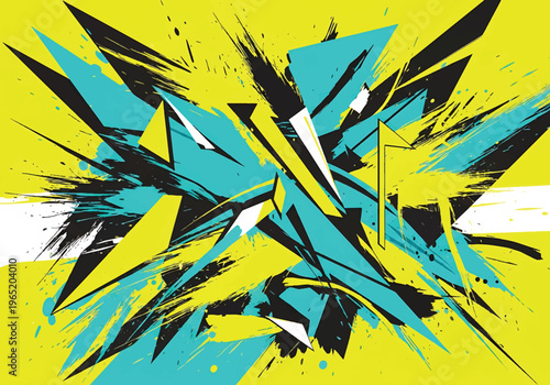 Modern vector illustration of neon urban street art with layered paint splashes and bold brush strokes, vibrant abstract wallpaper background