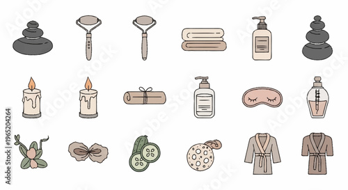 Spa and wellness icons for relaxation and self-care.