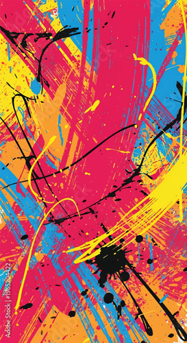 Modern vector illustration of bold graffiti splash composition with vibrant paint strokes, urban abstract art wallpaper design
