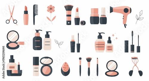 Collection of various beauty and makeup products.