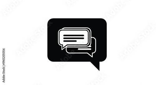 Stacked speech bubbles icon symbolizes instant messaging, online chat, or digital.