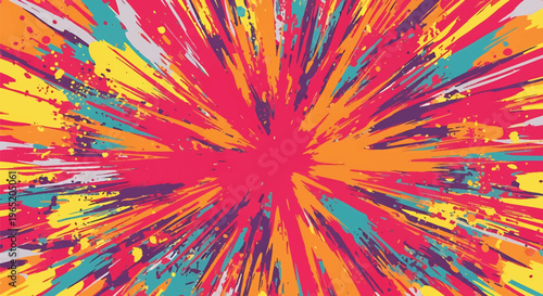 Modern vector illustration of bold graffiti splash composition with vibrant paint strokes, urban abstract art wallpaper design