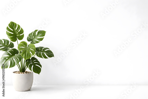 Indoor plant minimalist white background copy space modern decor