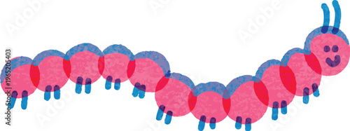 Caterpillar Illustration for Children Riso Effect Art Style