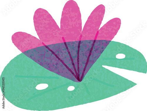 Plant Risograph Style Lotus Illustration