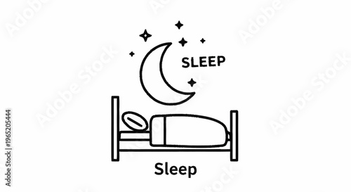 A simple line drawing of a sleeping person.