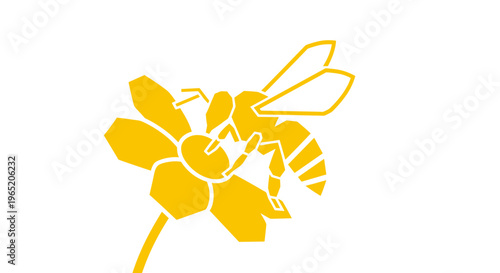 Bee on Honeycomb Illustration.