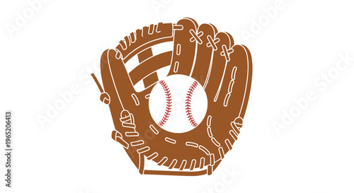 Brown Baseball Glove with Ball.