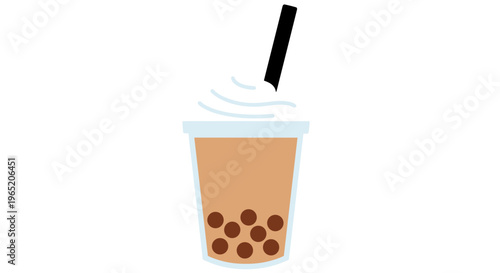 Brown bubble tea with straw.
