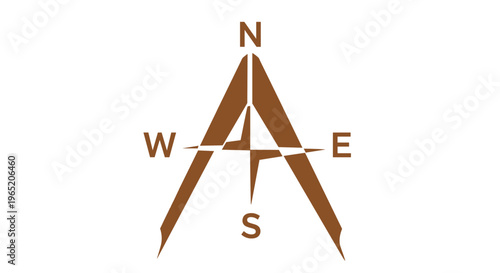 Brown Compass Navigation Symbol.