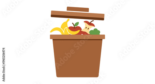 Brown Compost Bin with Fruit.